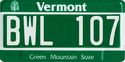 VT license plate BWL107