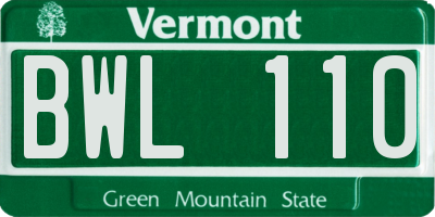 VT license plate BWL110