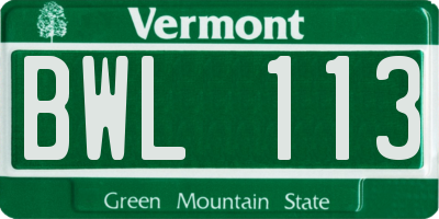 VT license plate BWL113