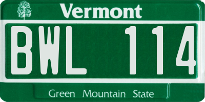 VT license plate BWL114