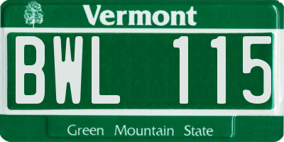 VT license plate BWL115