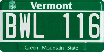 VT license plate BWL116