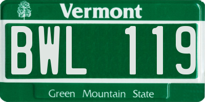 VT license plate BWL119