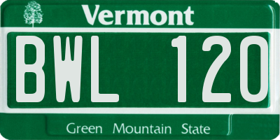 VT license plate BWL120