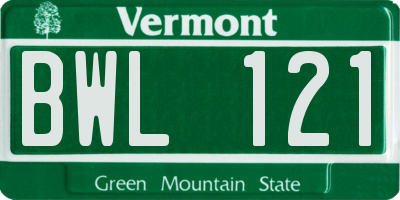 VT license plate BWL121