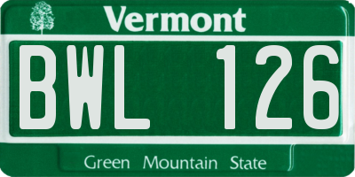 VT license plate BWL126