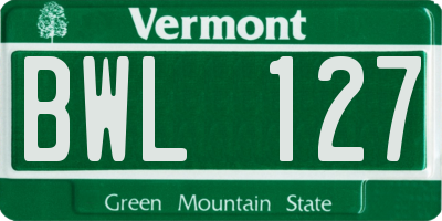VT license plate BWL127