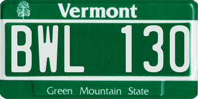 VT license plate BWL130