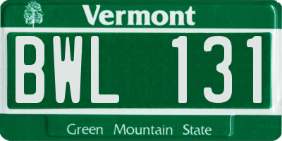 VT license plate BWL131