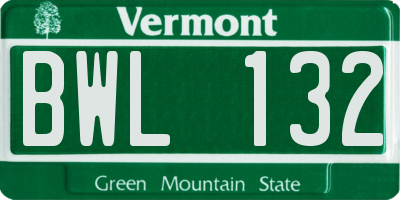 VT license plate BWL132