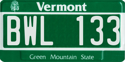VT license plate BWL133