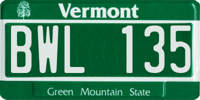 VT license plate BWL135