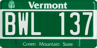 VT license plate BWL137