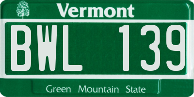 VT license plate BWL139