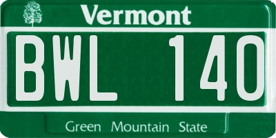 VT license plate BWL140