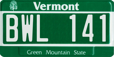 VT license plate BWL141