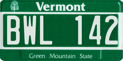 VT license plate BWL142