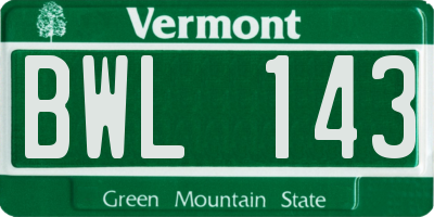 VT license plate BWL143