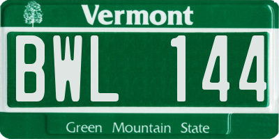 VT license plate BWL144