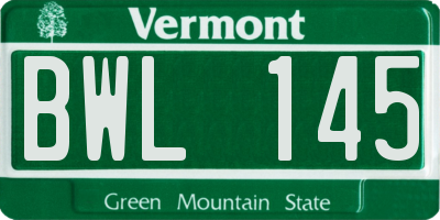 VT license plate BWL145