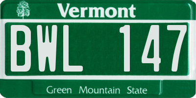 VT license plate BWL147