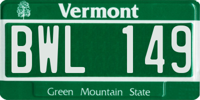 VT license plate BWL149