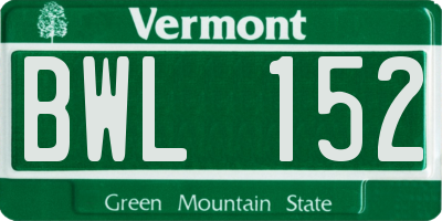 VT license plate BWL152