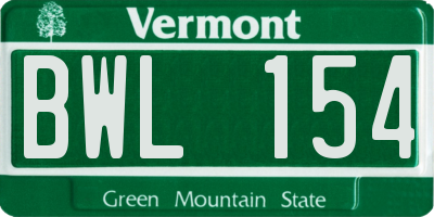 VT license plate BWL154