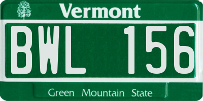 VT license plate BWL156