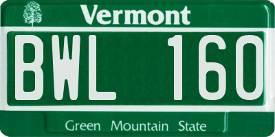 VT license plate BWL160