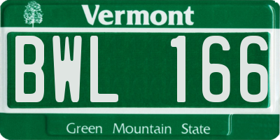 VT license plate BWL166