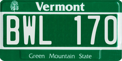 VT license plate BWL170