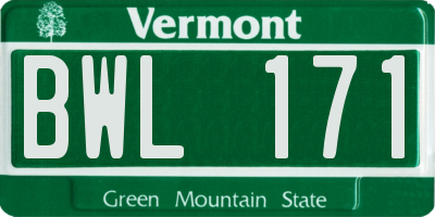 VT license plate BWL171