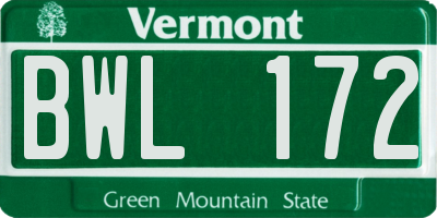 VT license plate BWL172