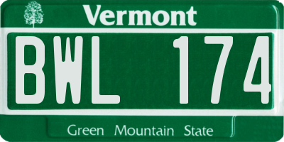 VT license plate BWL174