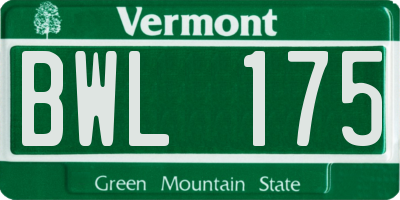VT license plate BWL175