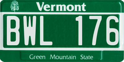 VT license plate BWL176