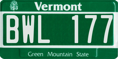 VT license plate BWL177