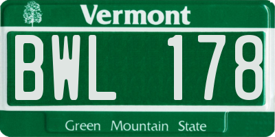 VT license plate BWL178