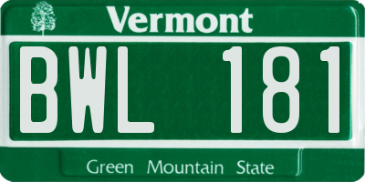 VT license plate BWL181