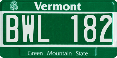 VT license plate BWL182