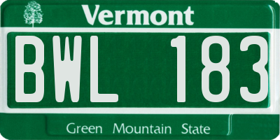 VT license plate BWL183