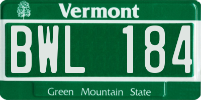 VT license plate BWL184