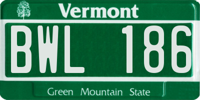 VT license plate BWL186