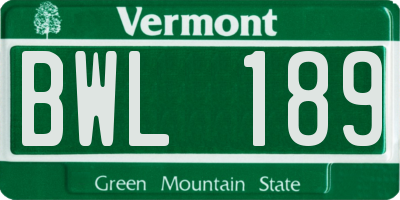 VT license plate BWL189