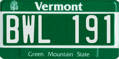 VT license plate BWL191