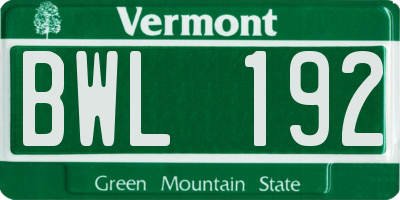 VT license plate BWL192