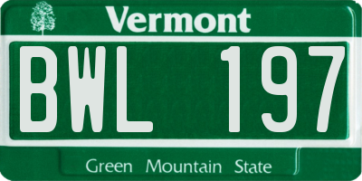 VT license plate BWL197