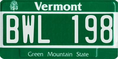VT license plate BWL198