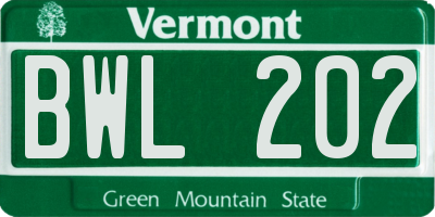 VT license plate BWL202